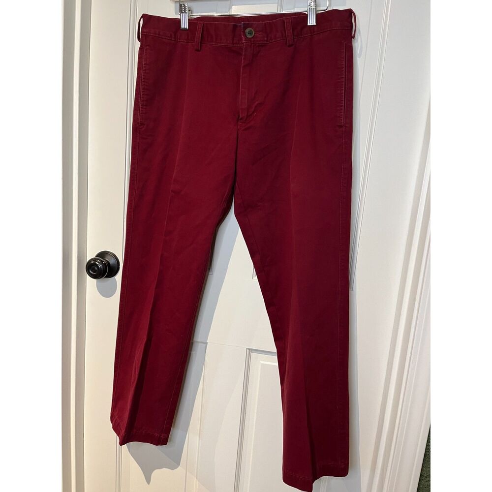 Haggar H26 Men’s 34x29 Burgundy Red Chino Pants 100% Cotton Flat Front